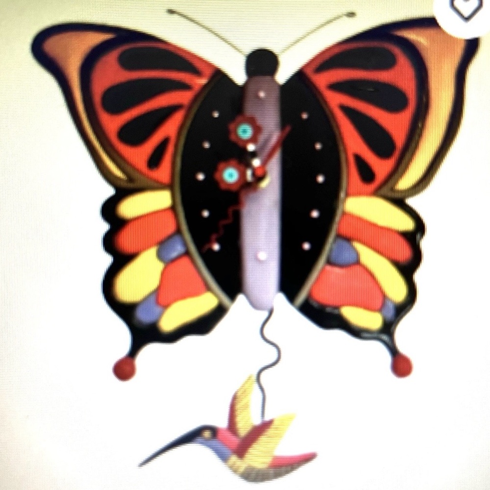 Vibrant Butterfly Wall Clock with Hummingbird Accent